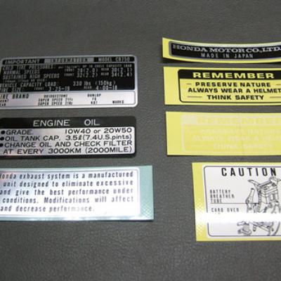 Set de décalques d'avertissement pour CB 750